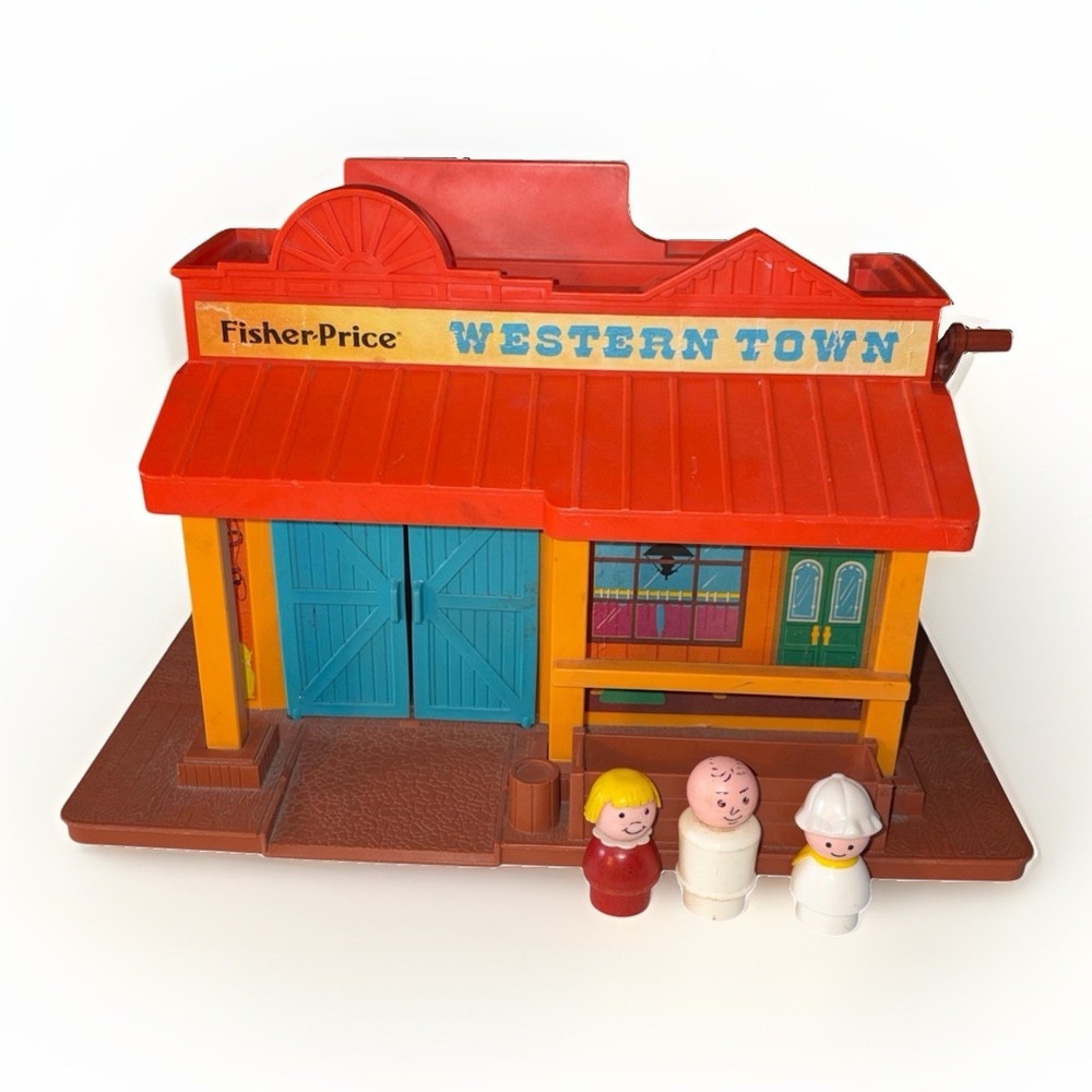 Vintage 1982 Fisher Price Little People Western Town Cowboy Family Play Set #934